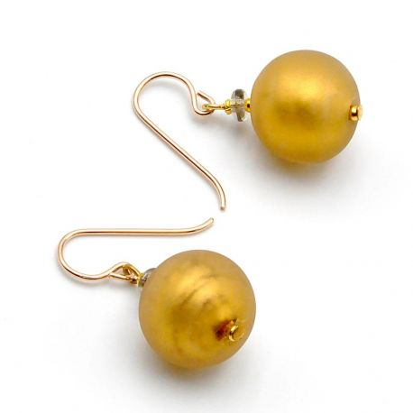 Gold murano glass earrings genuine venice