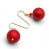 Red murano glass earrings genuine venice