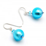 Boucles d'oreilles bleu verre de murano de venise