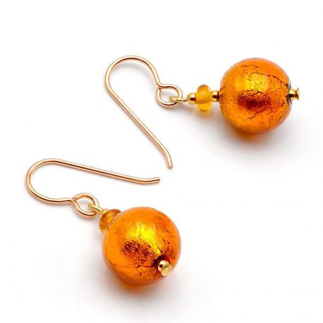 Amber murano glass earrings