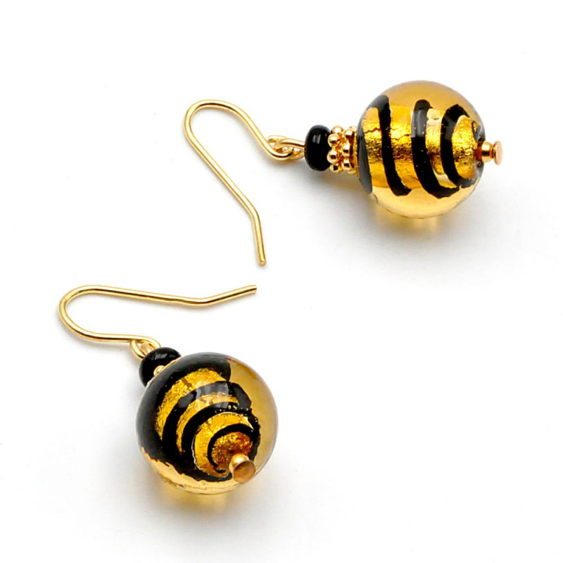 Gold murano glass earrings genuine murano glass