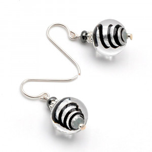 Mix silver - silver murano glass earrings genuine murano glass