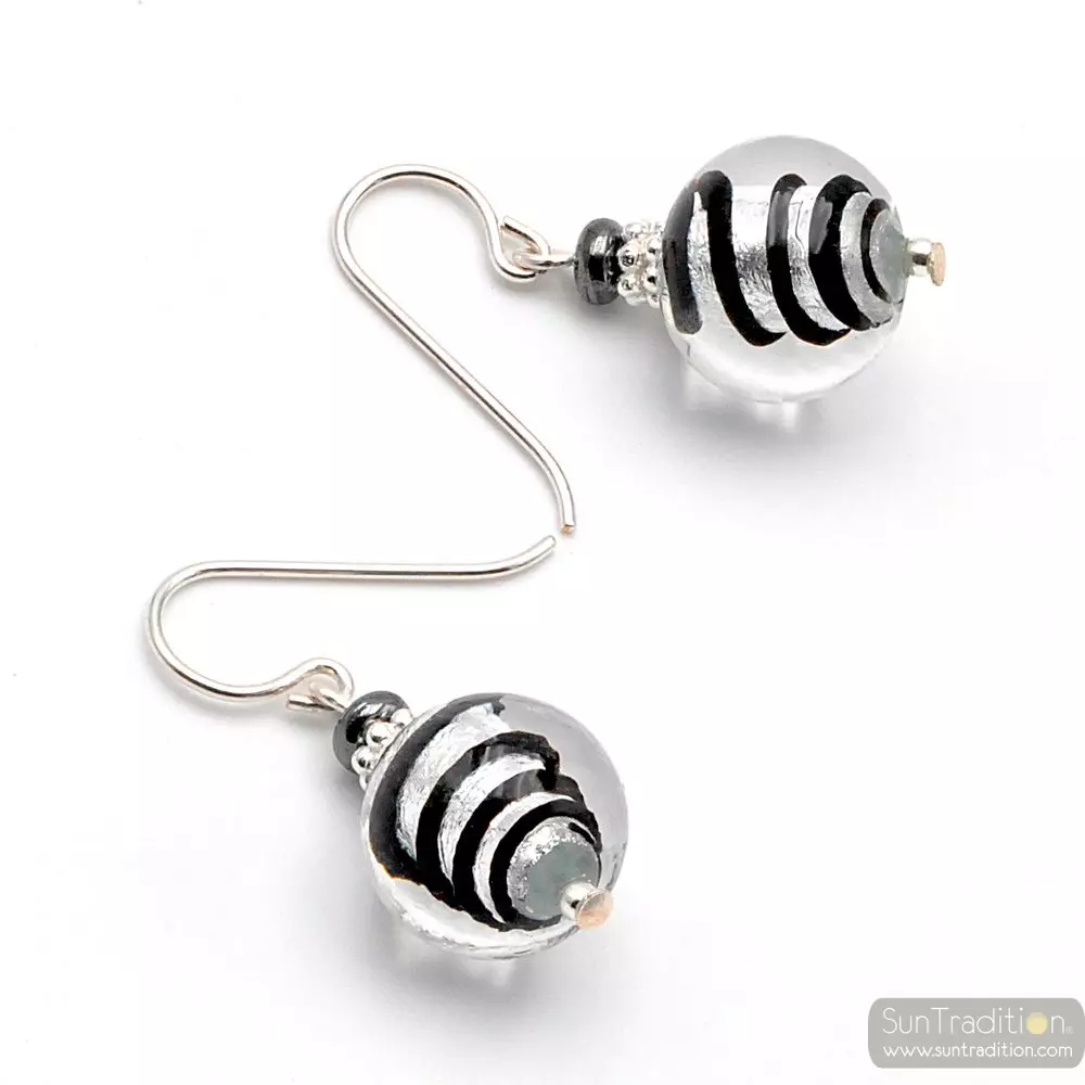 Mix silver - silver murano glass earrings genuine murano glass