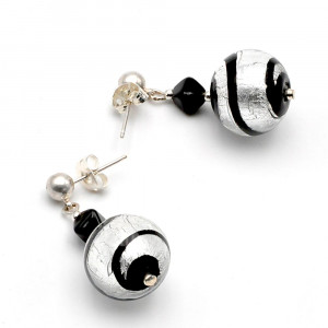 Rumba silver - silver murano glass earrings genuine venice murano glass