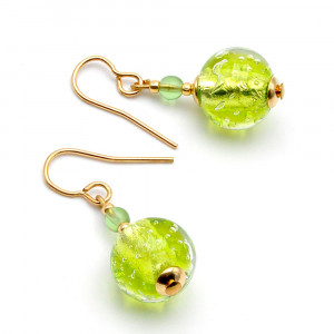 Boucles d'oreilles vert verre de murano de venise