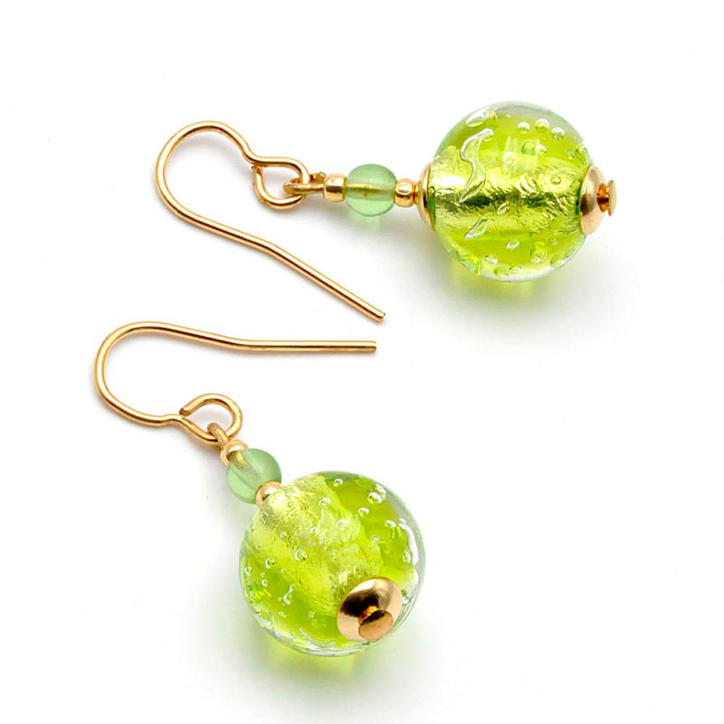 Pendientes verde anis cristal de murano