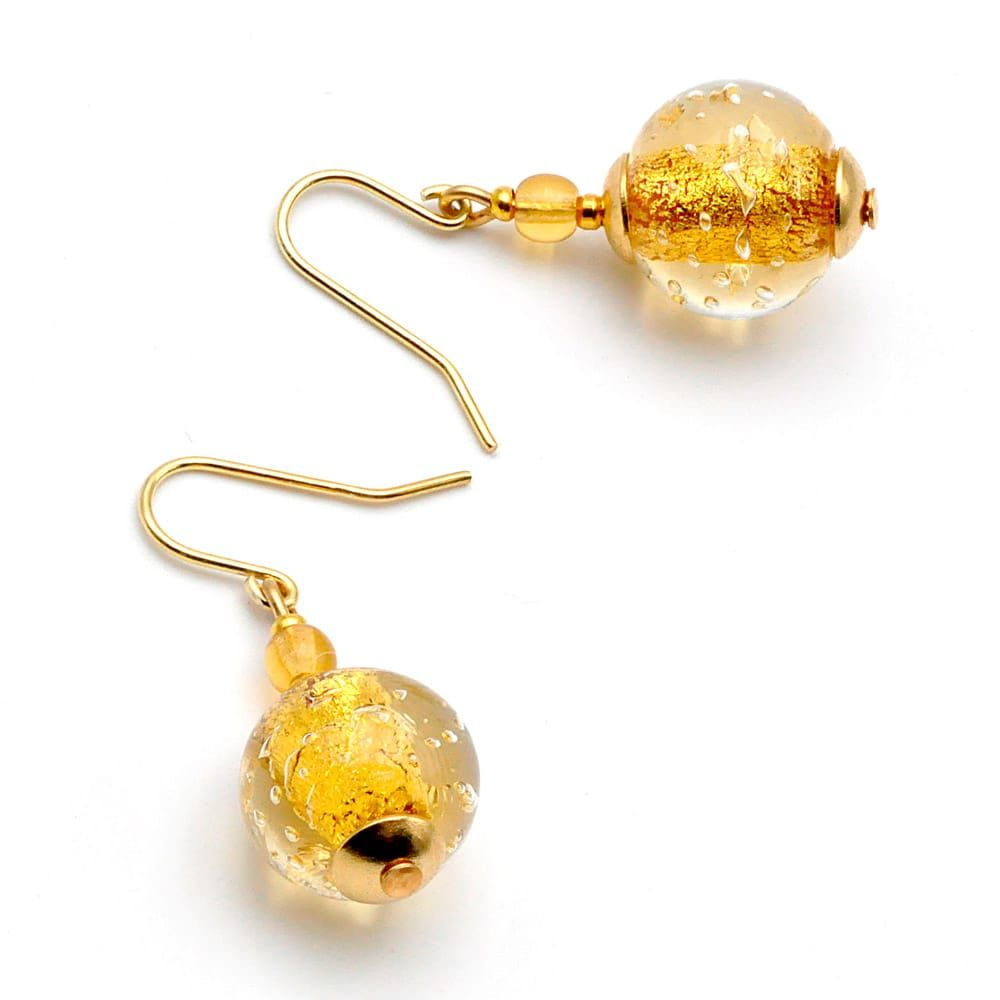 Fizzy gold - gold murano glass earrings genuine venice glass