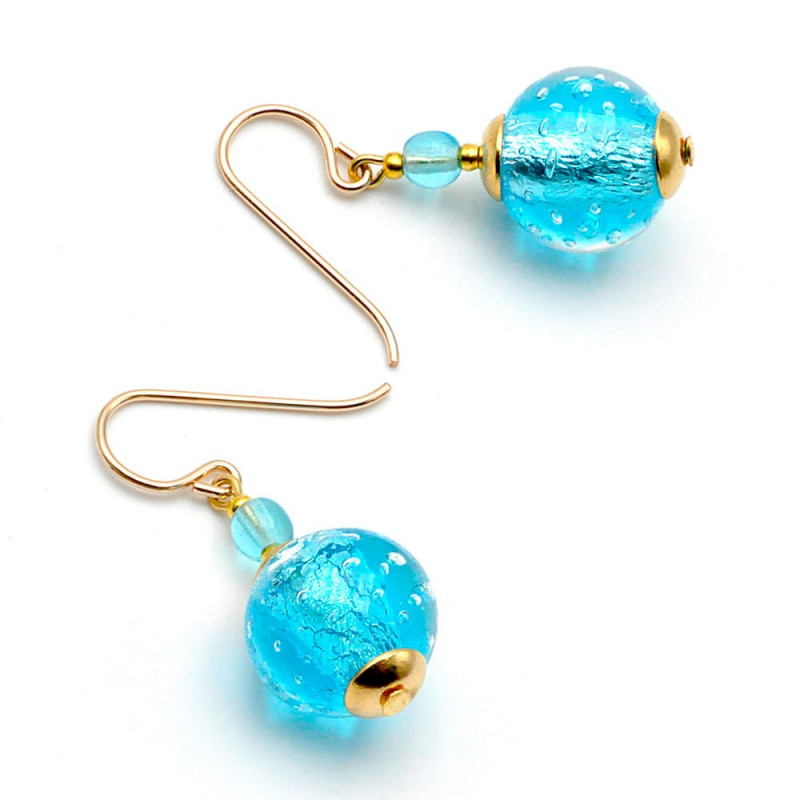 Boucles d'oreilles bleu verre de murano de venise