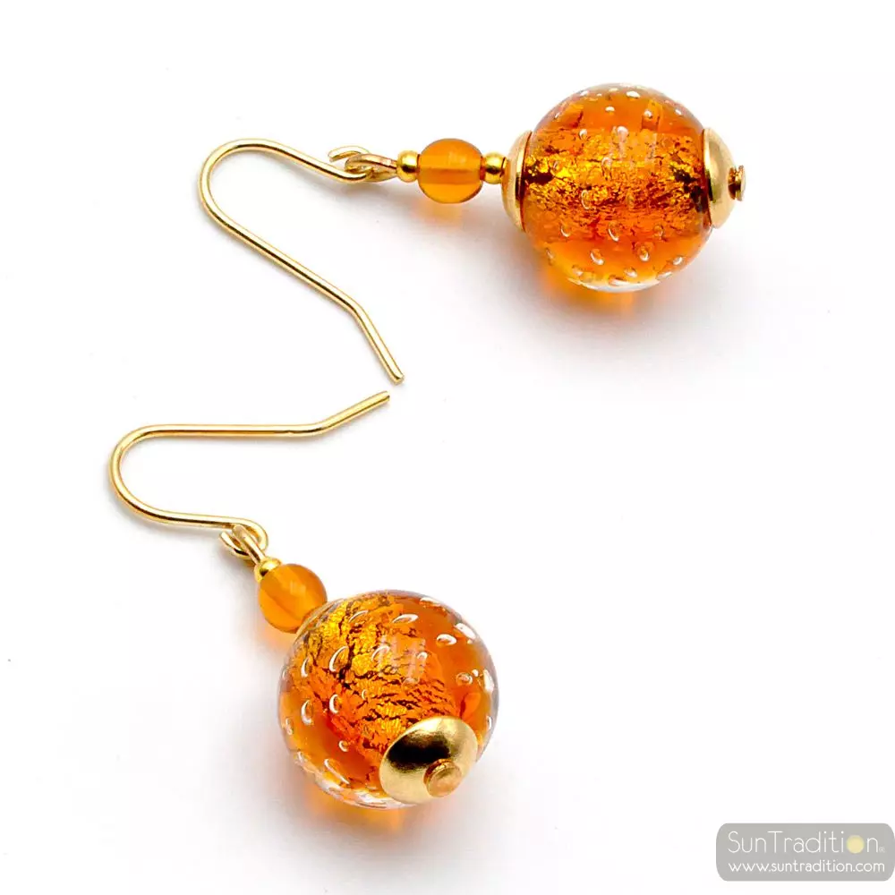 Fizzy amber - amber murano glass earrings 