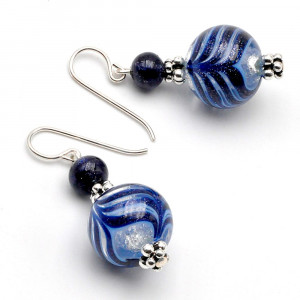 Fenicio blue - blue Aventurine murano glass earrings