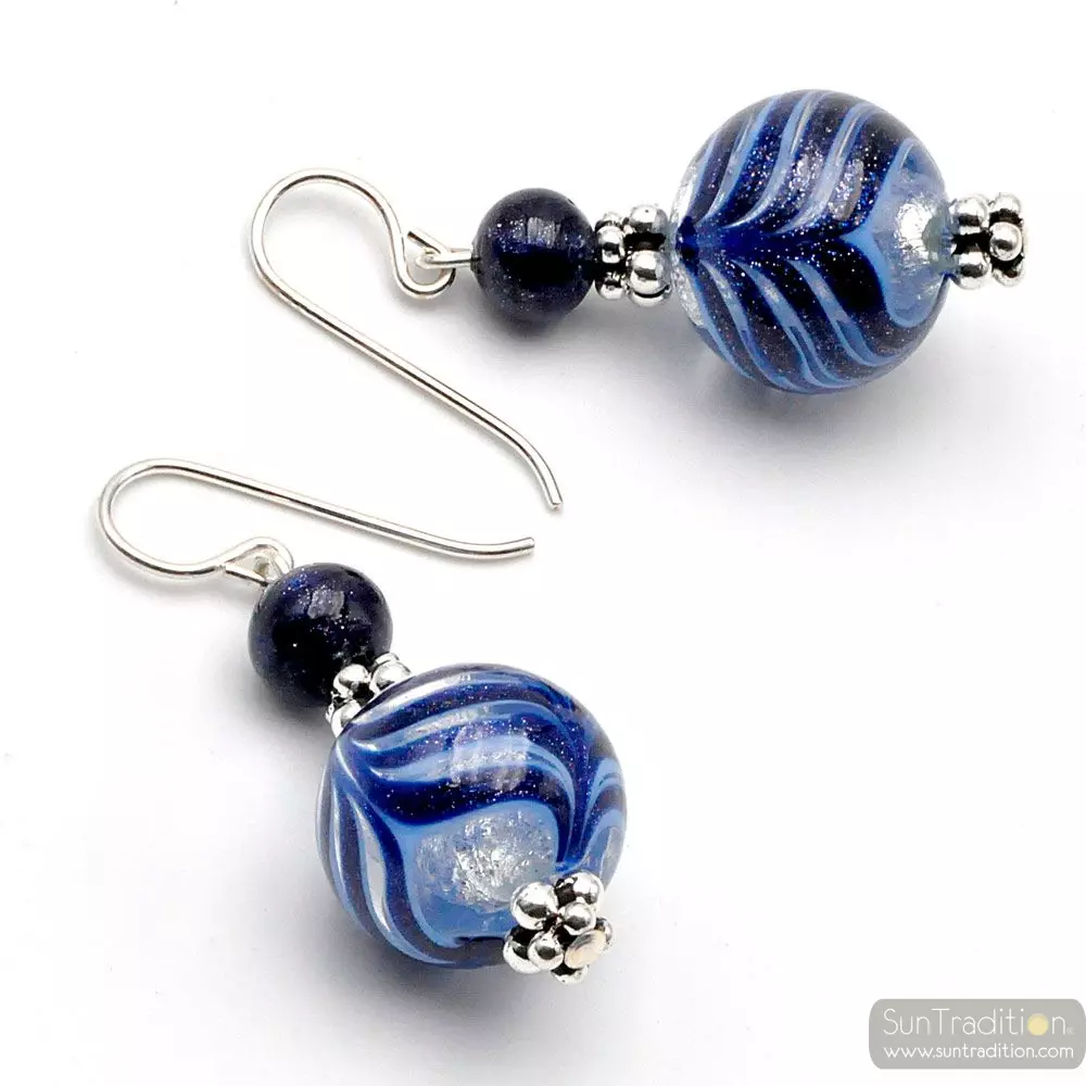 Fenicio blue - blue murano glass earrings genuine venice