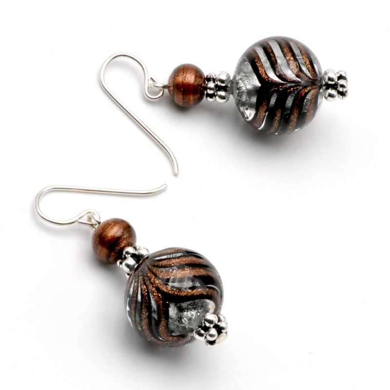 Silver earrings genuine venice murano glass