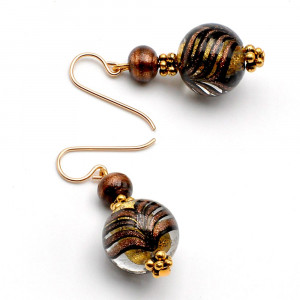 Fenicio gold - gold Aventurine murano glass earrings venice