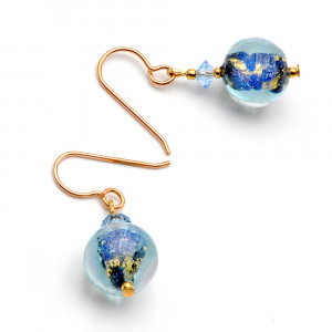 Claro de luna azul - pendientes azul cristal de murano genuino de venecia