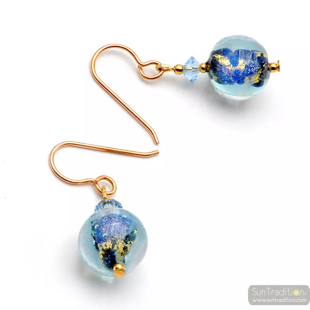 Moonlight blue - blue murano glass earrings genuine venice murano glass