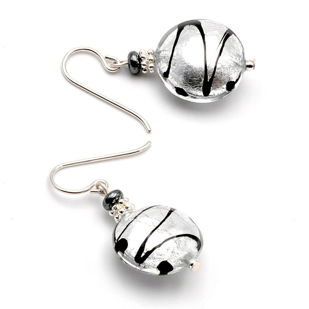 Charly silver - silver murano glass earrings genuine murano glass venice