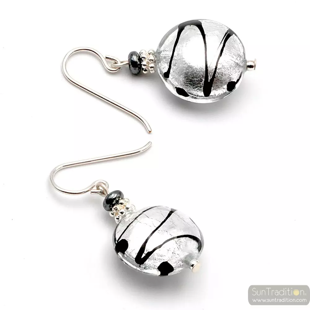 Charly silver - silver murano glass earrings genuine murano glass venice