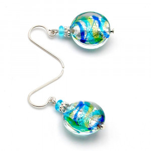 Charly fili - boucles d'oreilles bleu en veritable verre de murano de venise