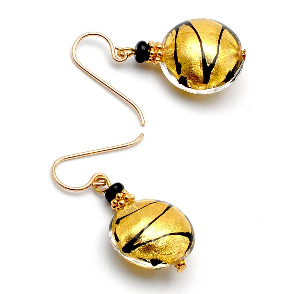 Charly złoto - kolczyki złote biżuteria ze szkła murano w wenecji