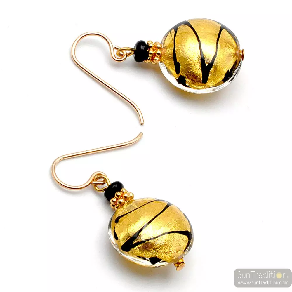 Charly gold - gold murano glass earrings genuine murano glass venice