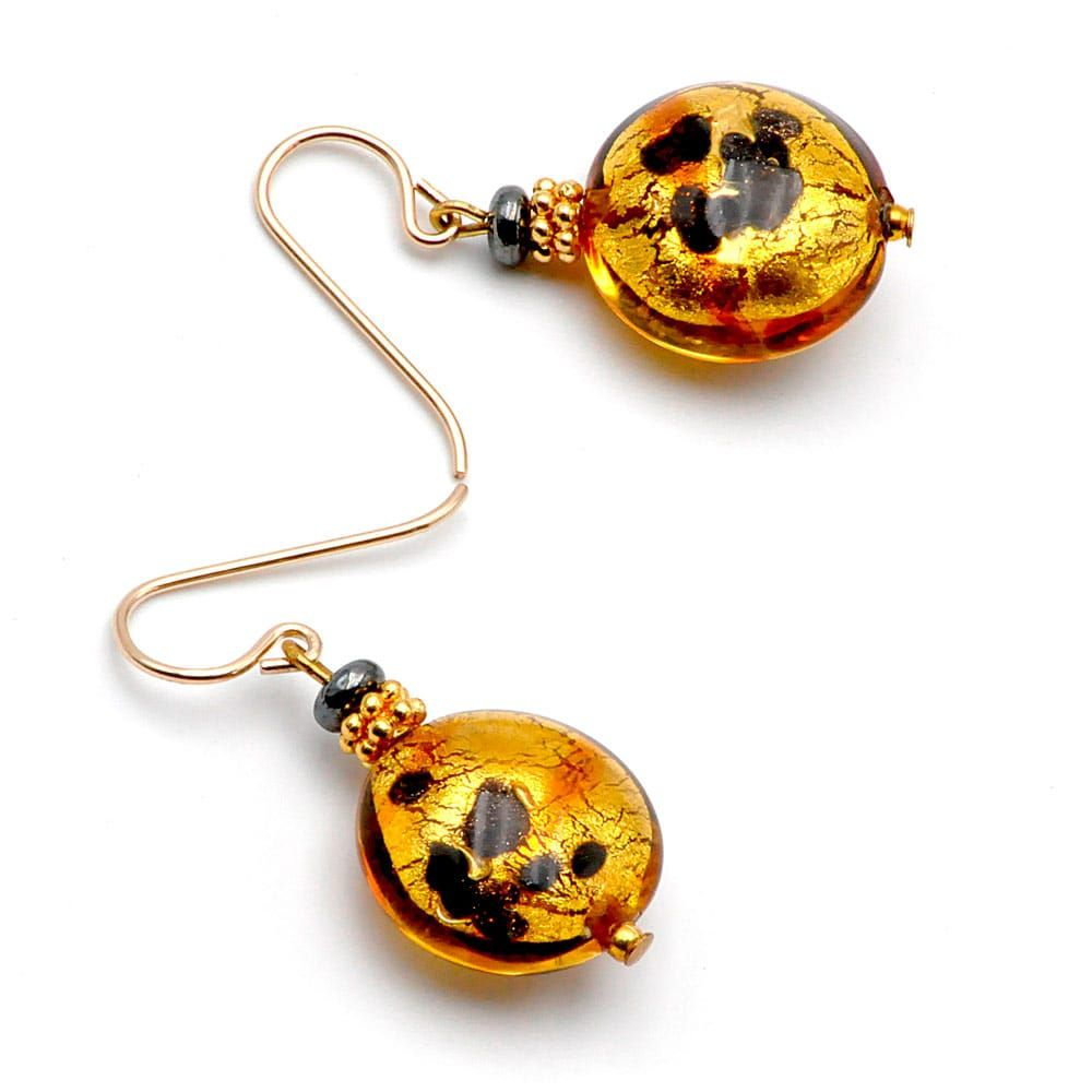 Charly oro manchado - pendientes oro joya en verdadera vidrio de murano de venecia