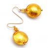 Pastiglia gul gull - øreringer gull smykker i ekte murano-glass fra venezia