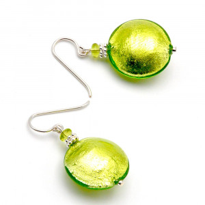 Boucles d'oreilles vertes verre de murano de venise