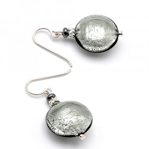 Pastiglia silver - silver murano glass earrings genuine venice glass