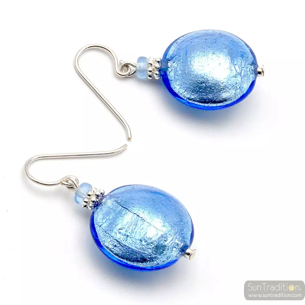 Pastiglia blue ocean - blue murano glass earrings real venice glass