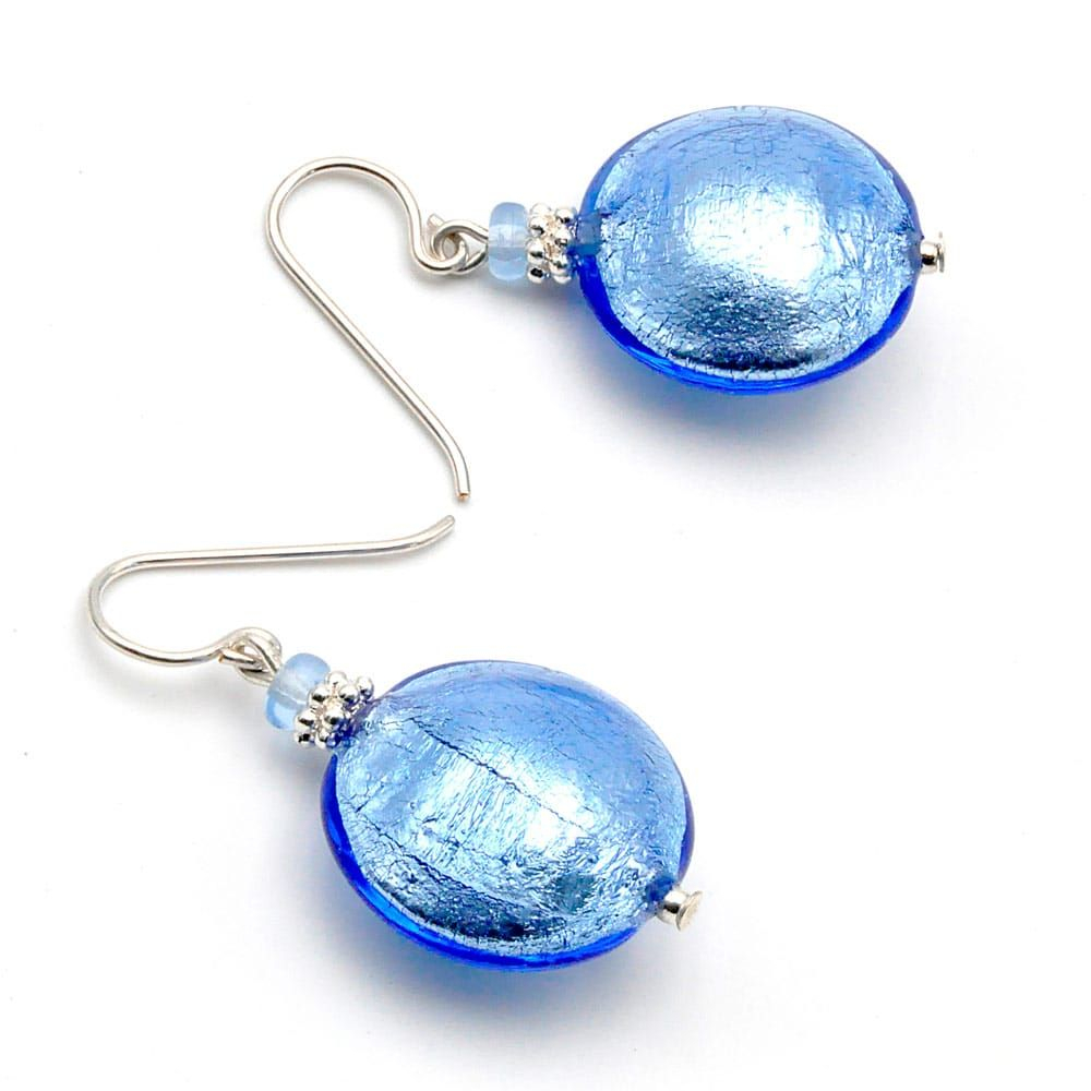 Pastiglia bleu marine - boucles d'oreilles bleues bijoux en veritable verre de murano de venise
