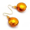 Amber gold murano glass earrings