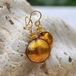 Aretes murano oro ambar joyas en verdadero cristal de murano venecia