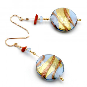 Caramel pervinca - blue murano glass drop earrings from venice 