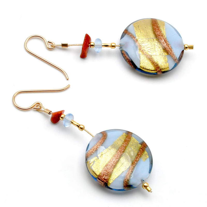 Boucles d'oreilles bleu en verre de murano