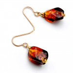 Oorbellen van murano glas amber en rood