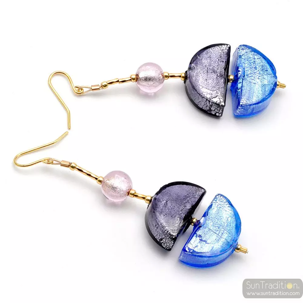 Colorado blue - blue murano glass drop earrings genuine murano glass venice