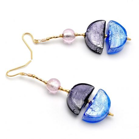 Blue murano glass drop earrings