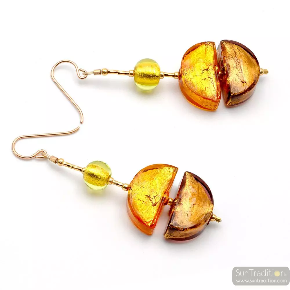 Colorado gold - drop murano glass earrings genuine murano glass venice