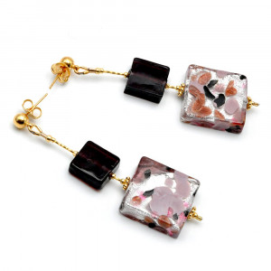 Coriandolo parma - parma murano glass drop earrings genuine venice murano glass