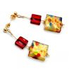 Red murano glass drop earrings