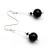 Black murano glass drop earrings