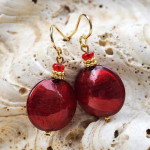 Aretes cristal murano rojo joyas en verdadero cristal de murano de venecia