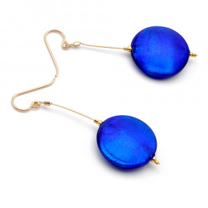 Francy blue satin - blue murano glass drop earrings genuine venice glass