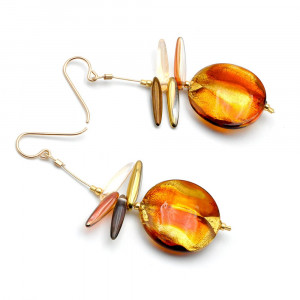 Albatross amber - amber murano glass drop earrings genuine venitian glass venice