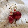 Aretes murano rojo joyas en verdadero cristal de murano de venecia