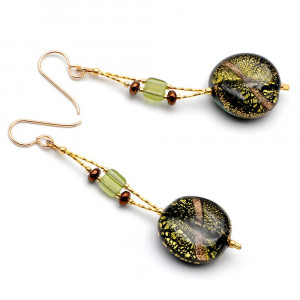 Doppio filo gemma - boucles d'oreilles en verre de murano vert