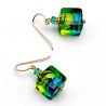 Green and blue murano glass earrings