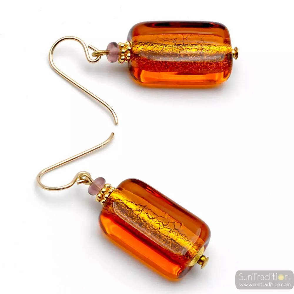 4 seasons amber - amber murano glass earrings venice