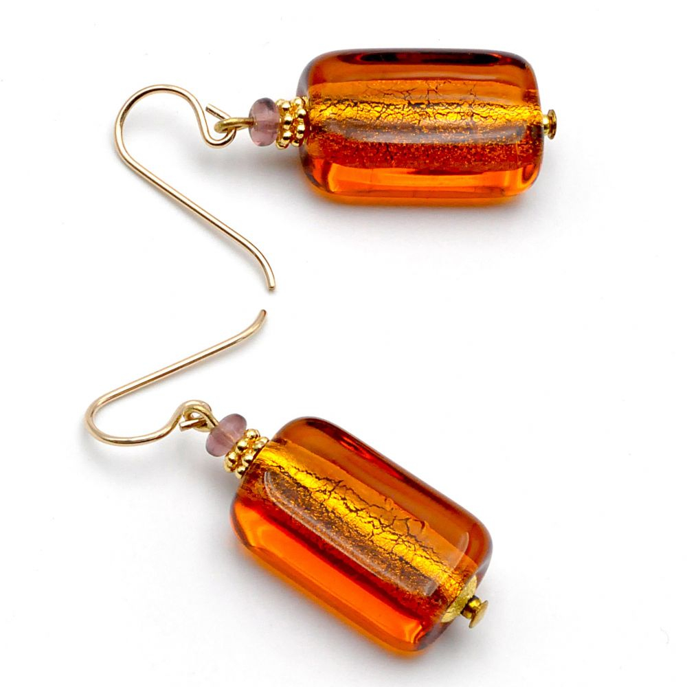4 seizoenen oranje - oorbellen amber sieraden in originele murano glas uit venetië