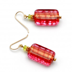 4 saisons fraise - boucles d'oreilles fraise bijoux en veritable verre de murano